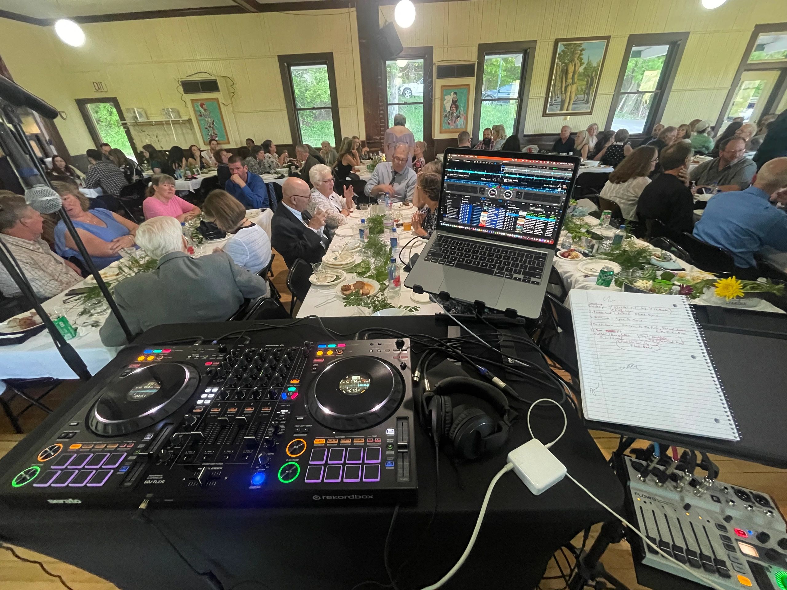 Matt Senjem's DJ rig at a wedding reception